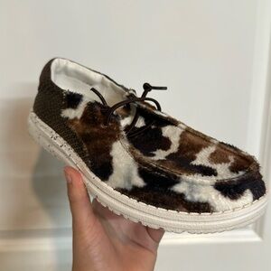 NWT Cow print Hey Dude